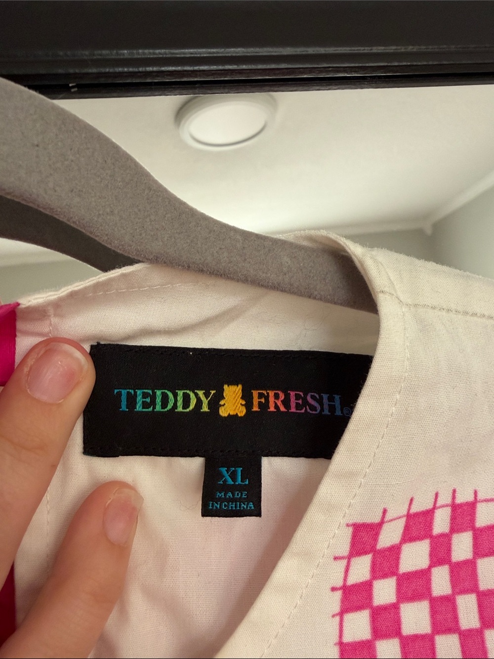 Teddy Fresh White Dress with Bright Pink Accents and Multicolor Prints - Picture 2 of 7